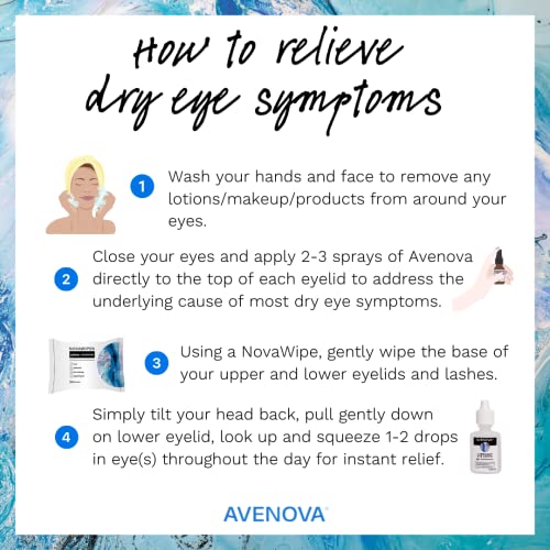 Avenova Eyelid and Eyelash Cleanser with NovaWipes and Avenova Eye Drops, Eff...