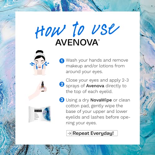 Avenova Eyelid and Lash Cleanser Spray with NovaWipes, Contains Pure Hypochlo...