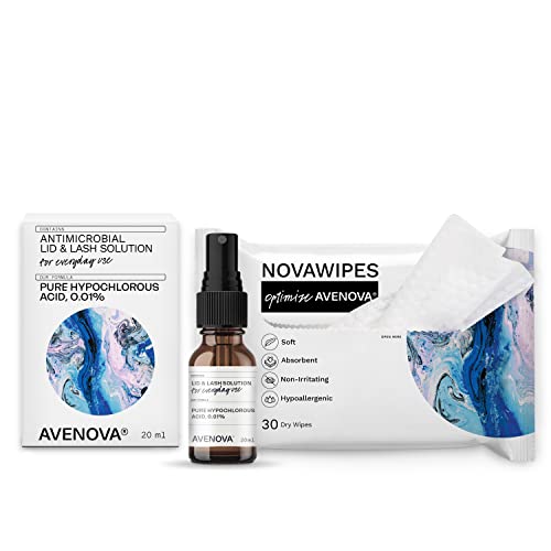Avenova Eyelid and Lash Cleanser Spray with NovaWipes, Contains Pure Hypochlo...
