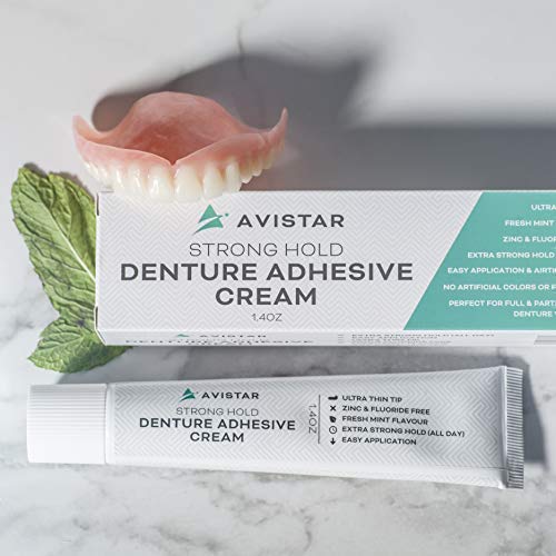 Denture Adhesive Cream (5 Pack) - Extra Strong Hold with Easy Application & M...