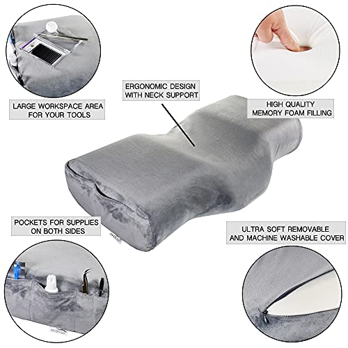 AVOSSO Lash Pillow for Lash Extensions, Ergonomic Design with Neck Support an...
