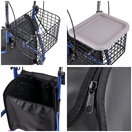 AW Folding 3 Wheel Rollator Tri Walker Walking Frame Mobility Aid Aluminium L...