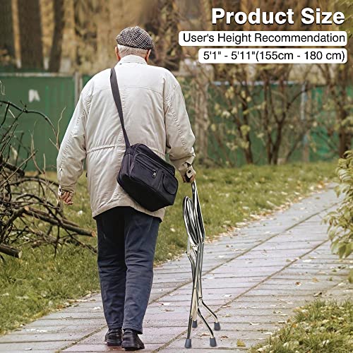 AW Medical Folding Walking Stick with Seat Four Legged Portable Travel Hiking...