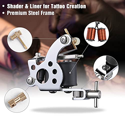 AW Tattoo Machine Complete Tattoo Kit 54 Color Ink 4 Machine Guns Set Foot Pe...