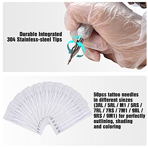 AW Tattoo Machine Complete Tattoo Kit 54 Color Ink 4 Machine Guns Set Foot Pe...