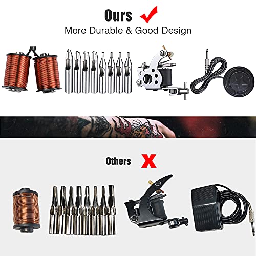 AW Tattoo Machine Complete Tattoo Kit 54 Color Ink 4 Machine Guns Set Foot Pe...