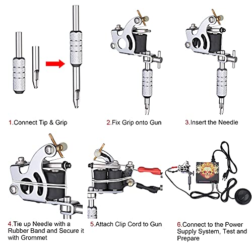 AW Tattoo Machine Complete Tattoo Kit 54 Color Ink 4 Machine Guns Set Foot Pe...