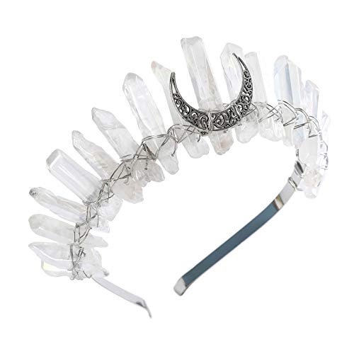 AWAYTR Raw Crystal Quartz Crown – Rhinestone Tiara Mermaid Headband for Woman...