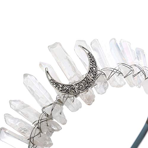 AWAYTR Raw Crystal Quartz Crown – Rhinestone Tiara Mermaid Headband for Woman...