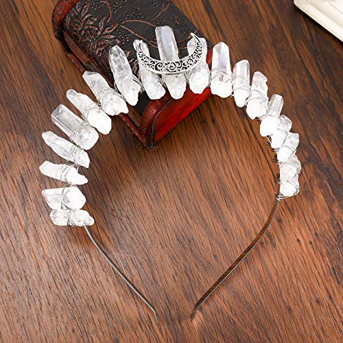 AWAYTR Raw Crystal Quartz Crown – Rhinestone Tiara Mermaid Headband for Woman...