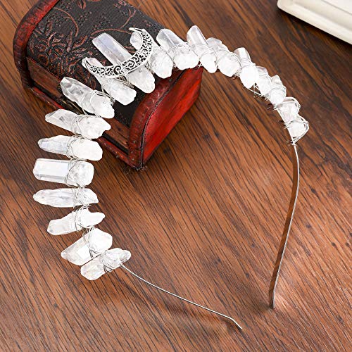 AWAYTR Raw Crystal Quartz Crown – Rhinestone Tiara Mermaid Headband for Woman...