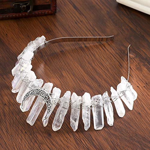 AWAYTR Raw Crystal Quartz Crown – Rhinestone Tiara Mermaid Headband for Woman...