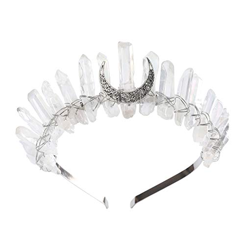 AWAYTR Raw Crystal Quartz Crown – Rhinestone Tiara Mermaid Headband for Woman...