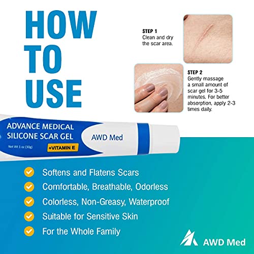 AWD Advanced Silicone Gel Medical Grade - Old & New Scar Removal Gels for Sur...