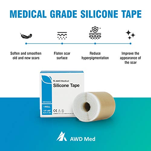AWD Medical Grade Soft Silicone Gel Tape for Scar Removal (1.6” x 60”) Highly...