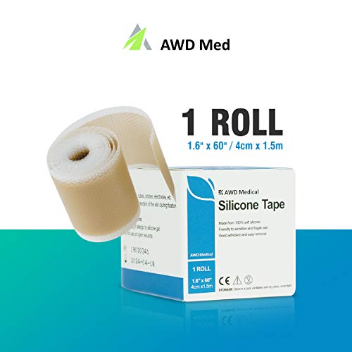 AWD Medical Grade Soft Silicone Gel Tape for Scar Removal (1.6” x 60”) Highly...