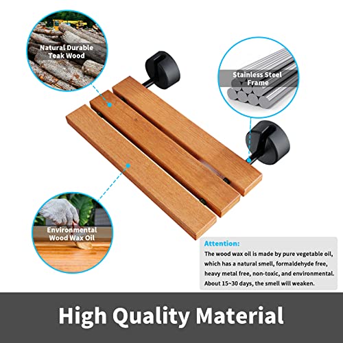 20" Folding Shower Seat Wall Mounted, Fold Down Teak Shower Bench for Small S...