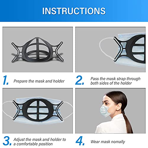 3D Face Mask Bracket Black, Plastic Insert Inner Support Frame for Cloth Mask...