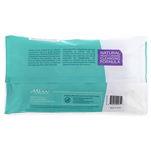 AWOW Professional Natural Adult Disposable Cleansing Washcloths, 50 Large Inc...