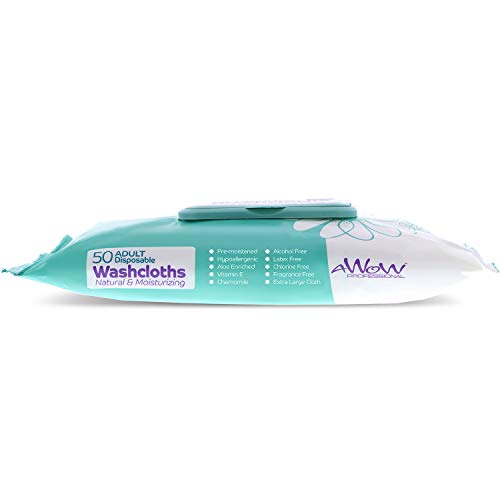 AWOW Professional Natural Adult Disposable Cleansing Washcloths, 50 Large Inc...