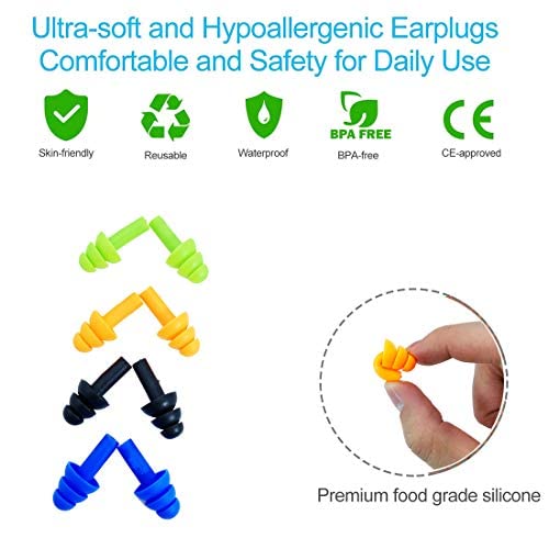 Ear Plugs for Sleeping,16 Pairs Noise Canceling Ear Plugs Soft Reusable Silic...