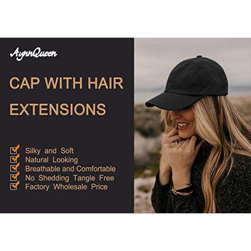 AynnQueen Baseball Cap with Hair Extensions for Women Adjustable Hat with Syn...