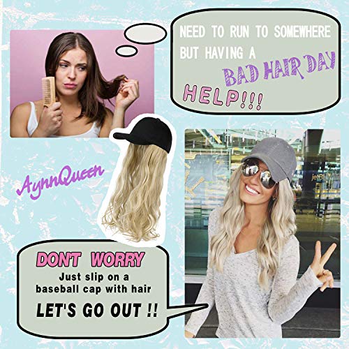 AynnQueen Baseball Cap with Hair Extensions for Women Adjustable Hat with Syn...