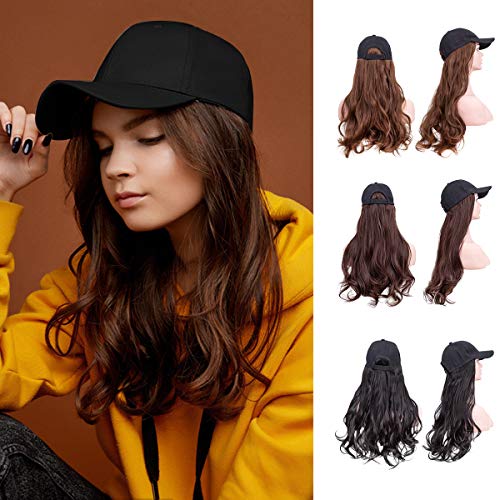 AynnQueen Baseball Cap with Hair Extensions for Women Adjustable Hat with Syn...