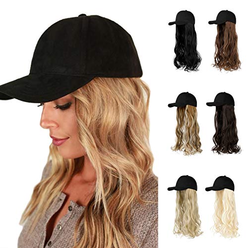 AynnQueen Baseball Cap with Hair Extensions for Women Adjustable Hat with Syn...