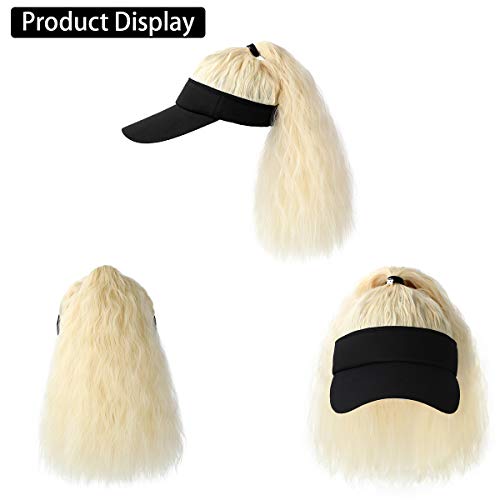 AynnQueen Ponytail Extension with Hat Curly Wavy Ponytail Wig with Visor Cap ...