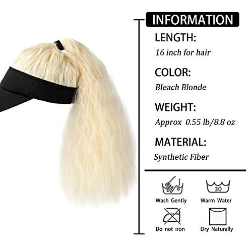 AynnQueen Ponytail Extension with Hat Curly Wavy Ponytail Wig with Visor Cap ...