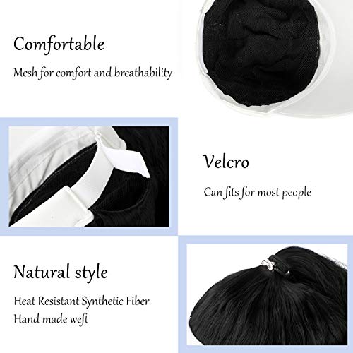 AynnQueen Ponytail Extension with Hat Curly Wavy Ponytail Wig with Visor Cap ...