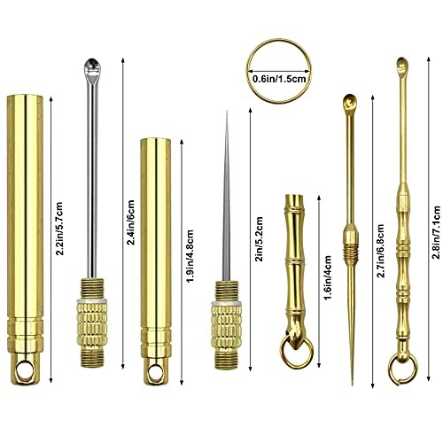 5 Pack Ear Wax Removal Spoon Tool and Portable Titanium Toothpicks Keychain B...