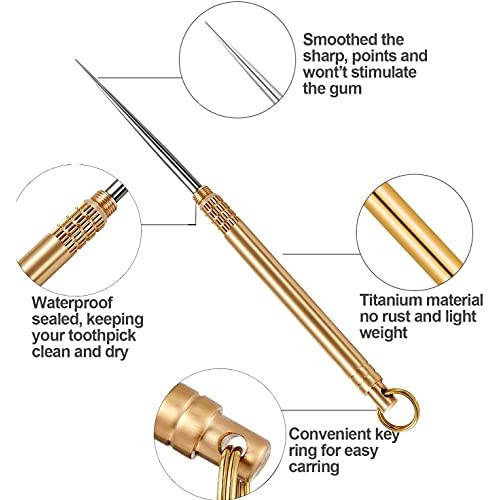 5 Pack Ear Wax Removal Spoon Tool and Portable Titanium Toothpicks Keychain B...