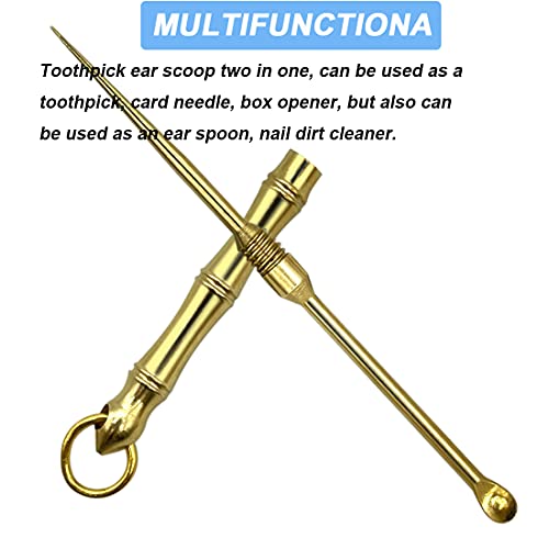 5 Pack Ear Wax Removal Spoon Tool and Portable Titanium Toothpicks Keychain B...