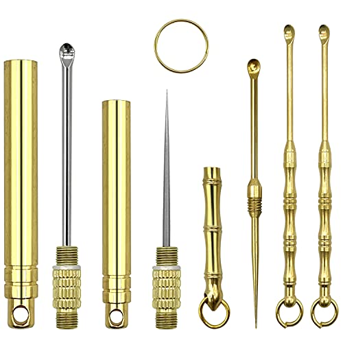 5 Pack Ear Wax Removal Spoon Tool and Portable Titanium Toothpicks Keychain B...