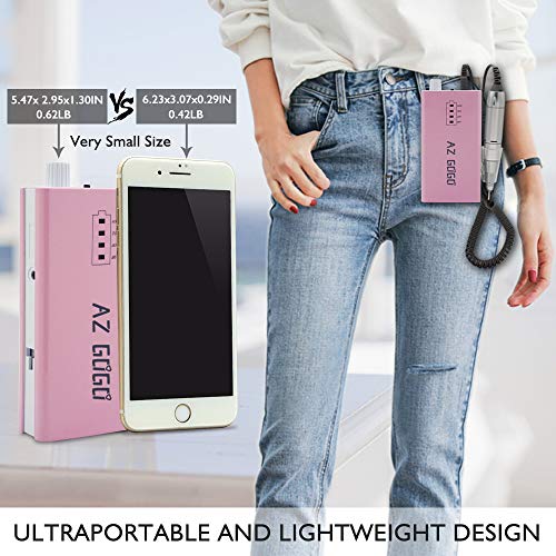 AZ GOGO Rechargeable Nail Drill Machine for Acrylic Nails, 30000RPM Professio...