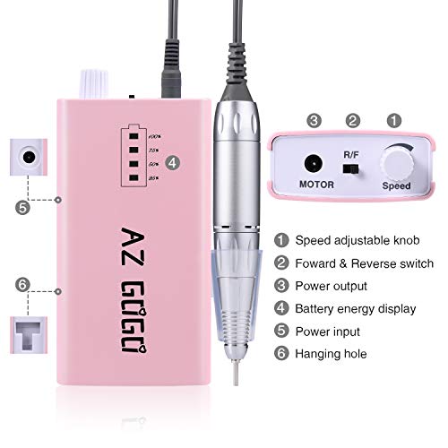 AZ GOGO Rechargeable Nail Drill Machine for Acrylic Nails, 30000RPM Professio...
