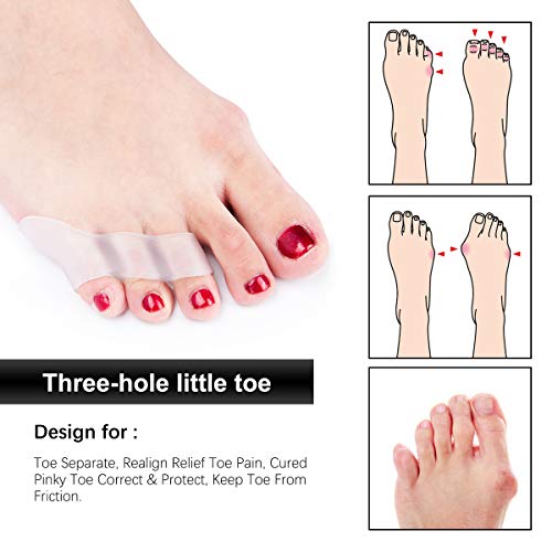 Toe Spacers, Pinkie Toe Separators Straightener with 3 Loops for Curled Toes ...
