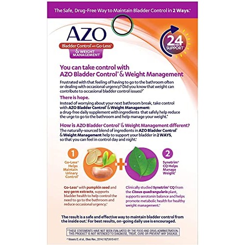 AZO Bladder Control with Go-Less® & Weight Management Dietary Supplement | He...