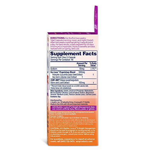 AZO Bladder Control with Go-Less® & Weight Management Dietary Supplement | He...
