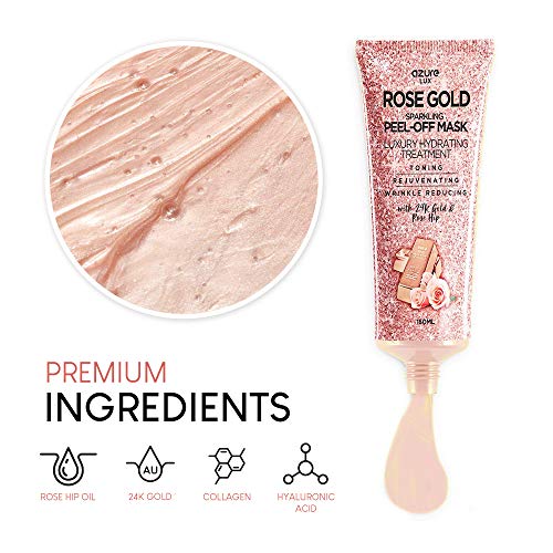 AZURE Rose Gold Luxury Sparkling Hydrating Peel Off Face Mask – Anti Aging, T...