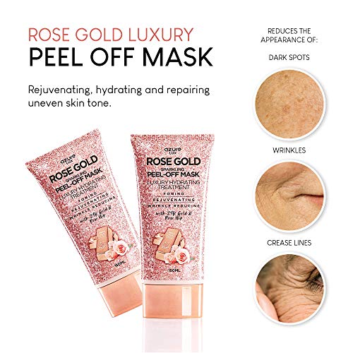 AZURE Rose Gold Luxury Sparkling Hydrating Peel Off Face Mask – Anti Aging, T...