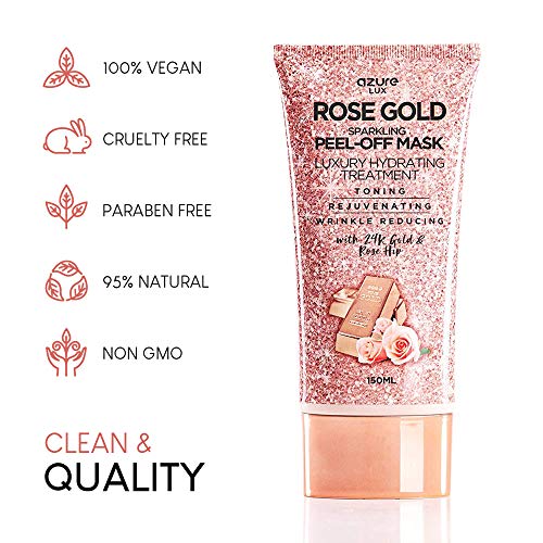 AZURE Rose Gold Luxury Sparkling Hydrating Peel Off Face Mask – Anti Aging, T...