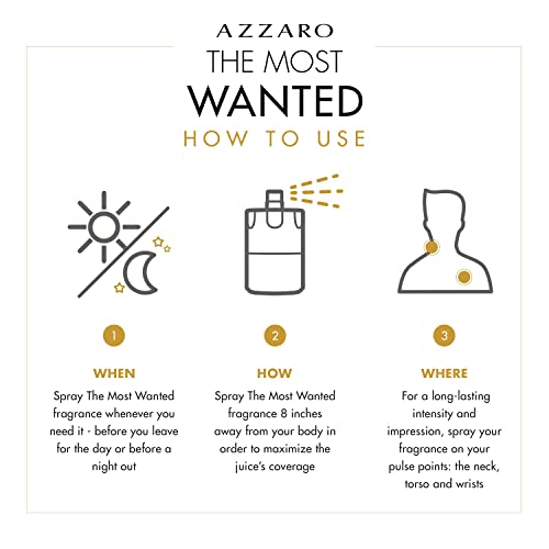 Azzaro The Most Wanted Eau de Parfum Intense Mens Cologne, 3.4 Fl Oz