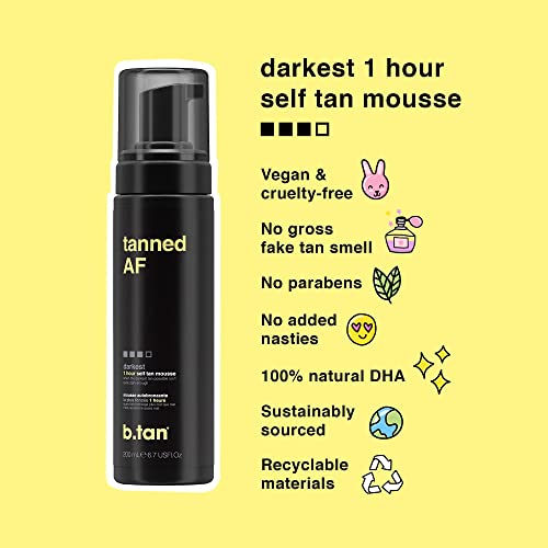 b.tan Self Tanner Mousse - tanned AF - Darkest Sunless Tanner for a 100% Natu...