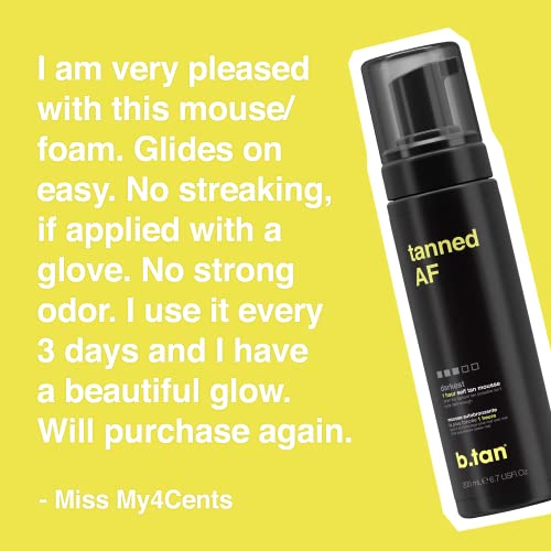 b.tan Self Tanner Mousse - tanned AF - Darkest Sunless Tanner for a 100% Natu...