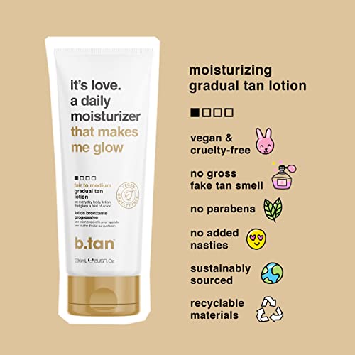 b.tan Tanning Lotion Self Tanner | It's Love - a Lightweight, Daily Moisturiz...