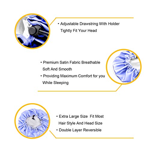 Babrukda Kids Satin Lined Sleep Cap, Frizzy Curly Long Hair Beanie Adjustable...