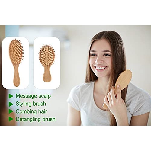 Bamboo Hair Brush Comb Set, Eco-Friendly Anti-Static Detangling Comb Hairbrus...
